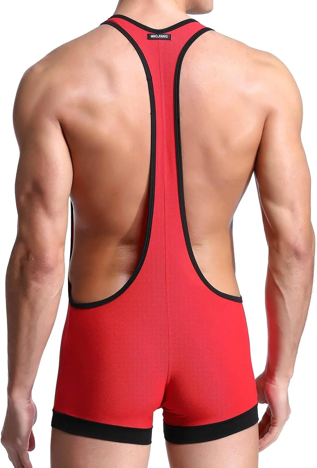 Mens One Piece Cutout Bodysuit with Boxer Briefs Wrestling Singlet Jumpsuit Sexy Stretch Breathable Lingerie Clubwear