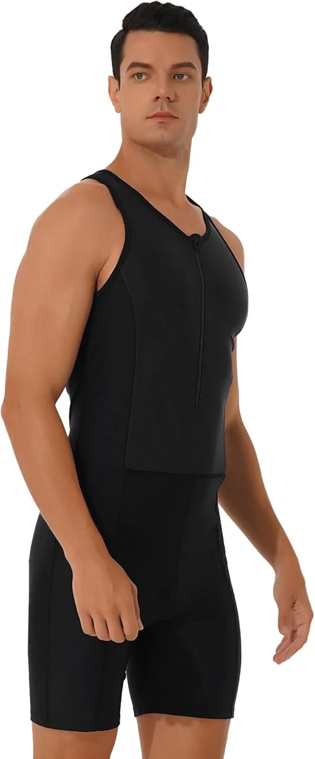 Mens One Piece Rash Guard Swimsuit Surfing UPF 50  Sun Protection Bathing Suits