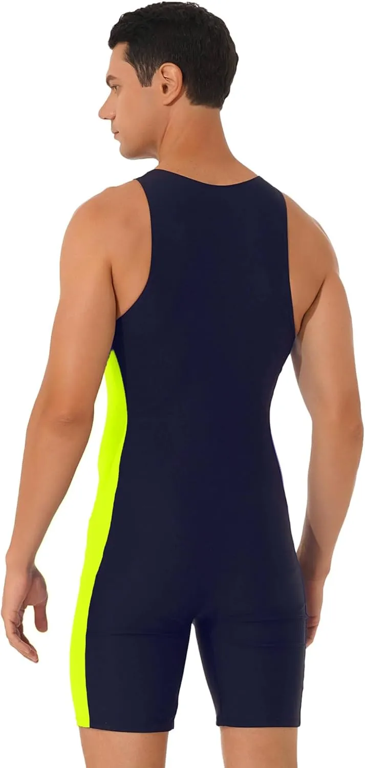 Mens One Piece Rash Guard Swimsuit Surfing UPF 50  Sun Protection Bathing Suits