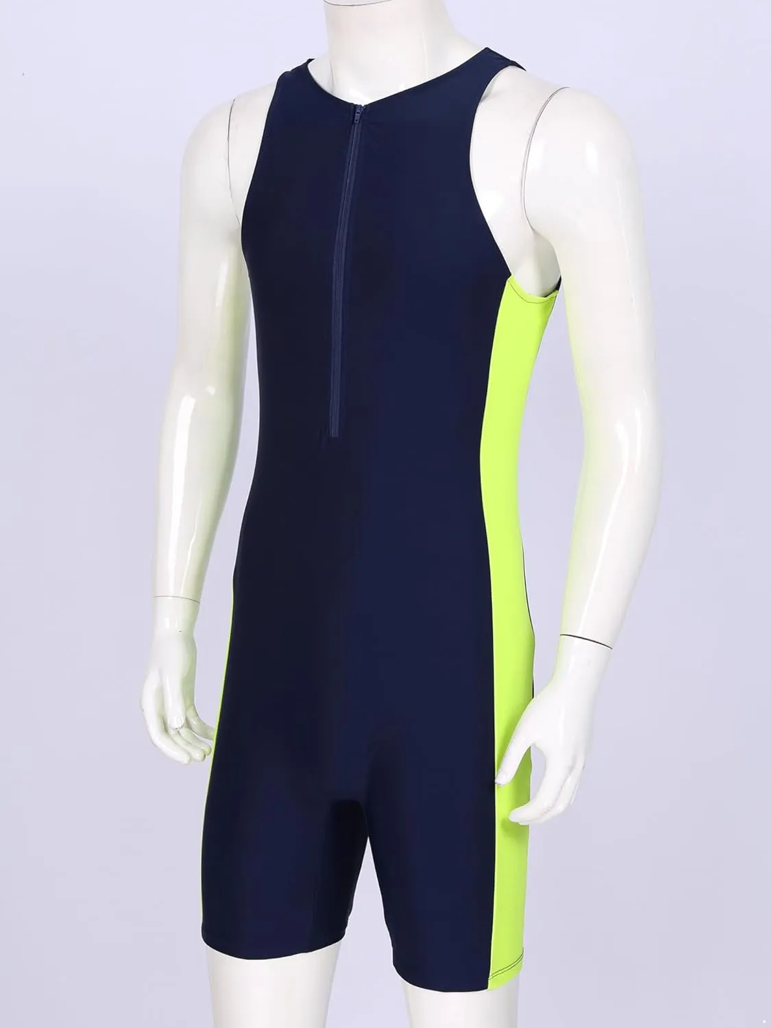 Mens One Piece Rash Guard Swimsuit Surfing UPF 50  Sun Protection Bathing Suits