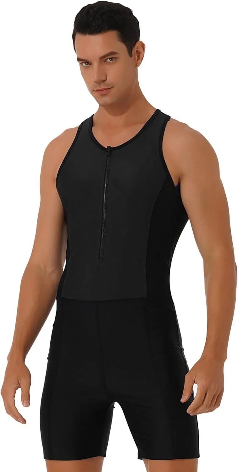 Mens One Piece Rash Guard Swimsuit Surfing UPF 50  Sun Protection Bathing Suits