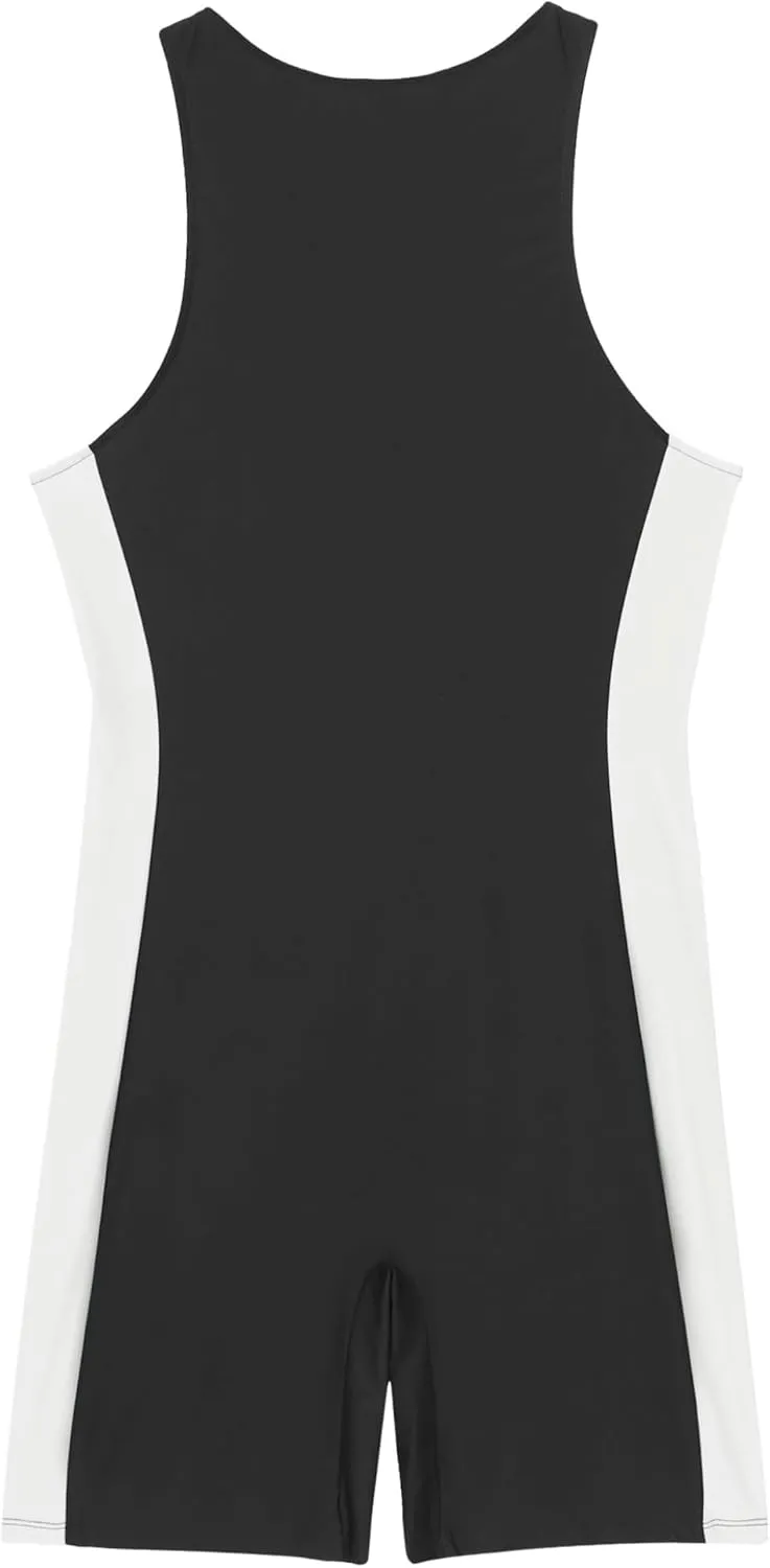 Mens One Piece Rash Guard Swimsuit Surfing UPF 50  Sun Protection Bathing Suits