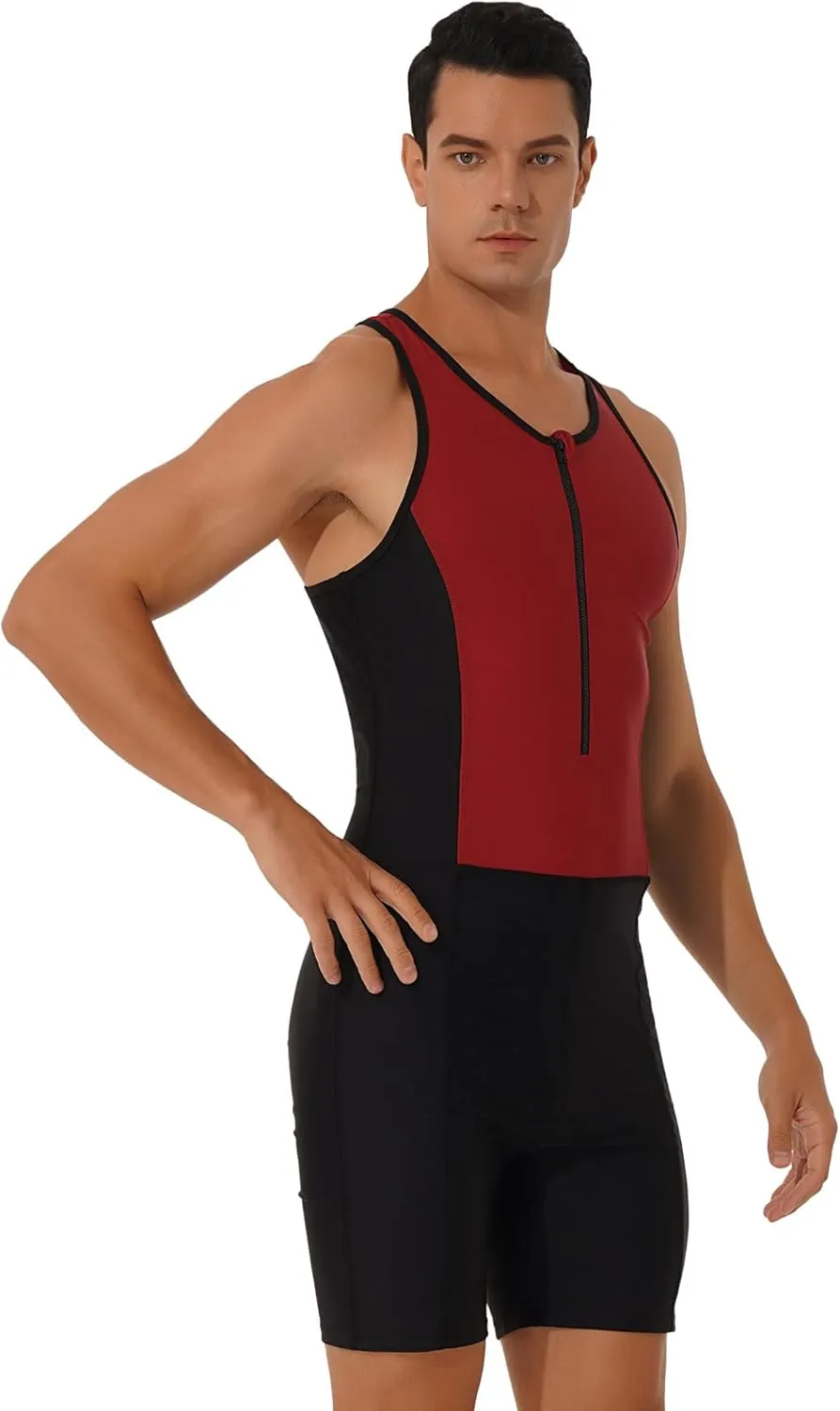 Mens One Piece Rash Guard Swimsuit Surfing UPF 50  Sun Protection Bathing Suits