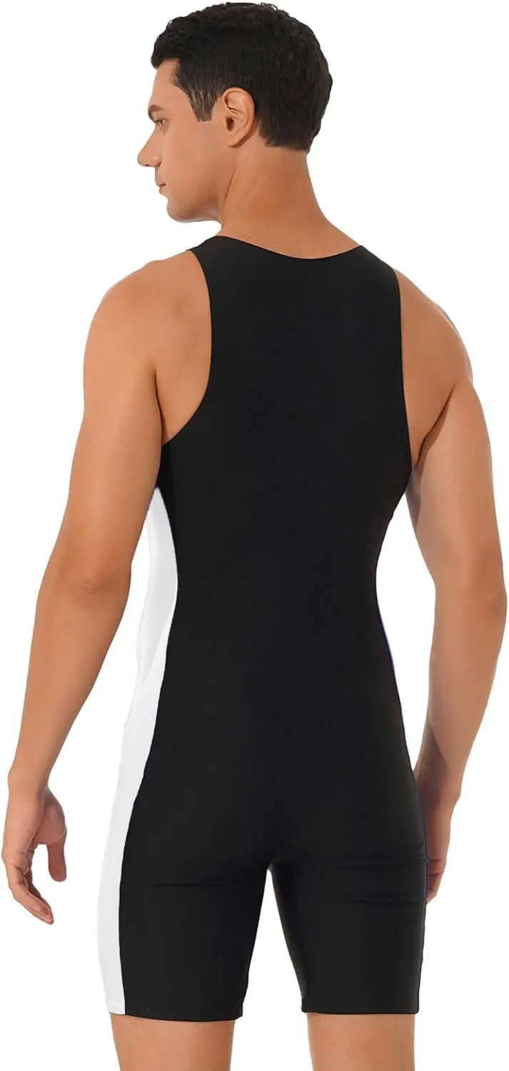 Mens One Piece Rash Guard Swimsuit Surfing UPF 50  Sun Protection Bathing Suits