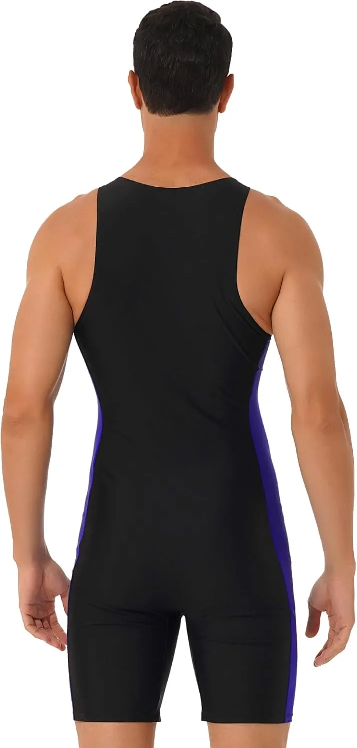 Mens One Piece Rash Guard Swimsuit Surfing UPF 50  Sun Protection Bathing Suits