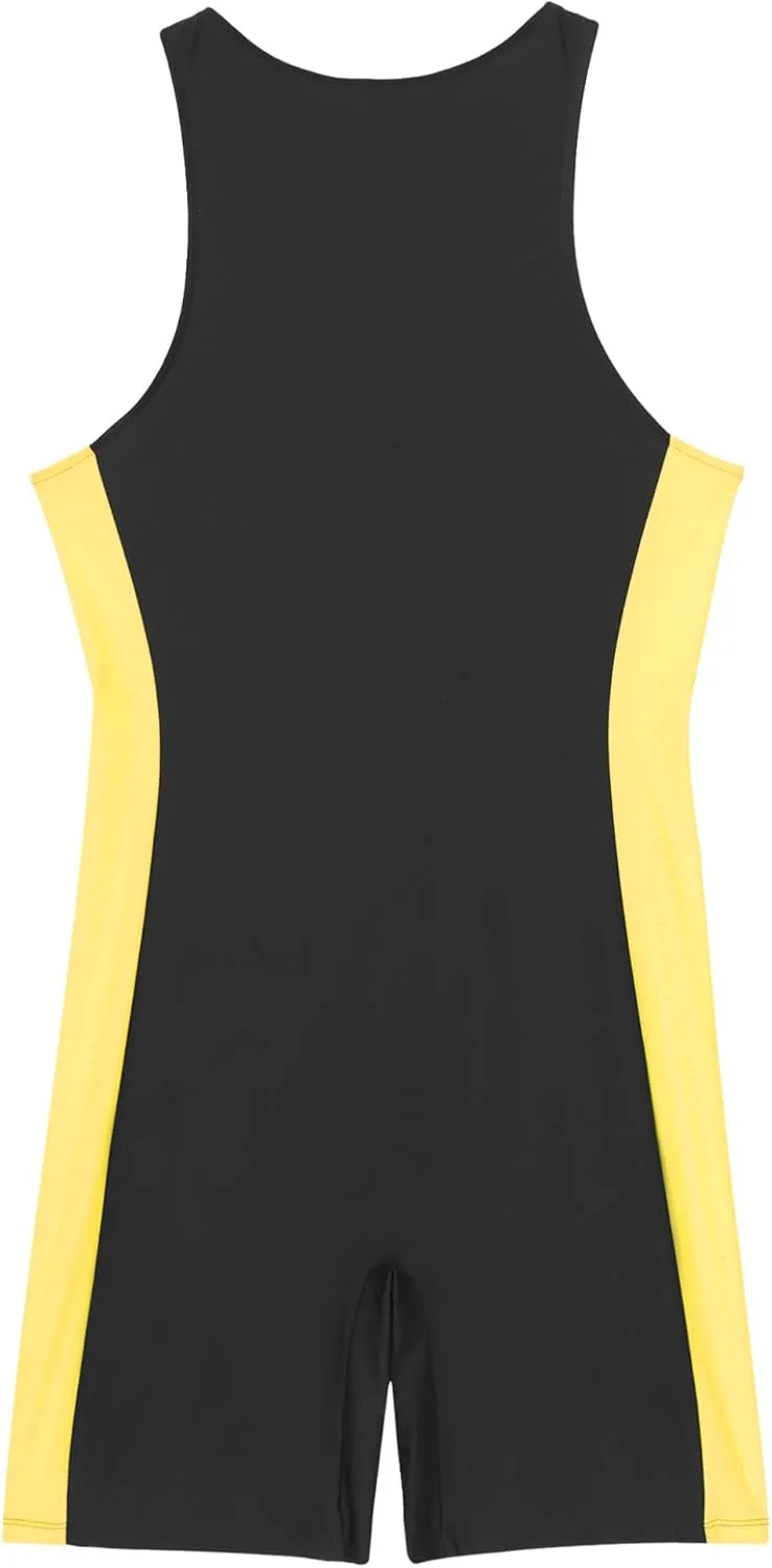 Mens One Piece Rash Guard Swimsuit Surfing UPF 50  Sun Protection Bathing Suits