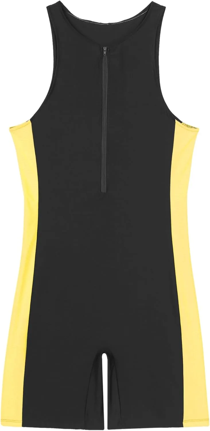 Mens One Piece Rash Guard Swimsuit Surfing UPF 50  Sun Protection Bathing Suits