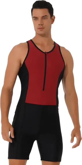 Mens One Piece Rash Guard Swimsuit Surfing UPF 50  Sun Protection Bathing Suits