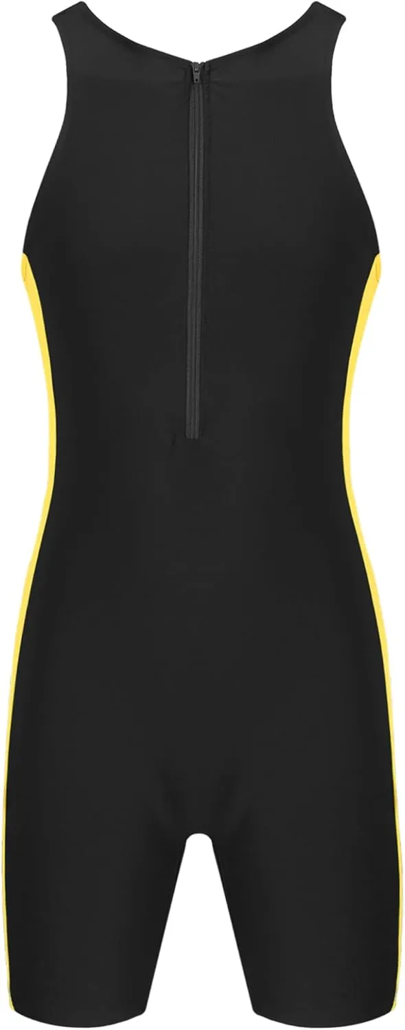 Mens One Piece Rash Guard Swimsuit Surfing UPF 50  Sun Protection Bathing Suits