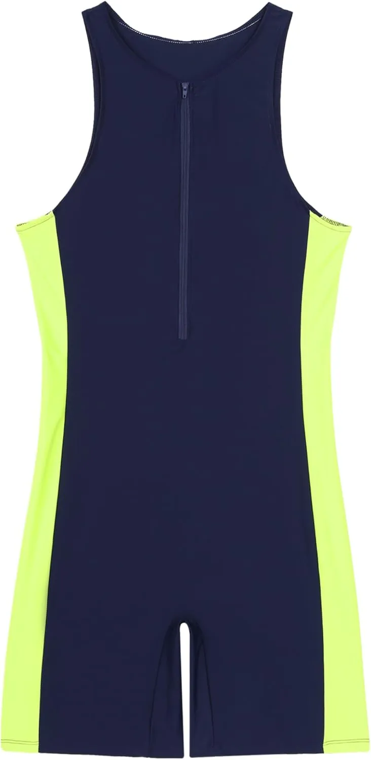 Mens One Piece Rash Guard Swimsuit Surfing UPF 50  Sun Protection Bathing Suits