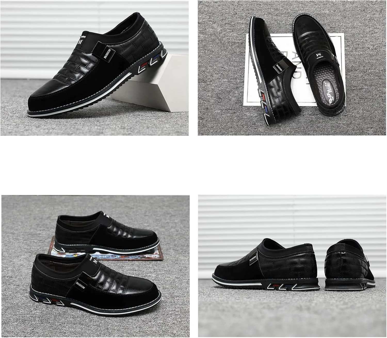 Men's Oxford Derby Orthopedic Flat Leather Shoes,Soft Sole Business Office Slip On Loafers Dress Shoes Driving Sneaker