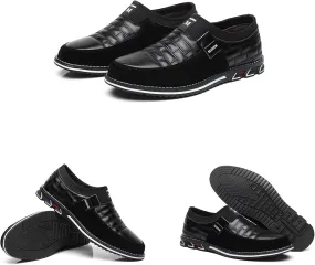 Men's Oxford Derby Orthopedic Flat Leather Shoes,Soft Sole Business Office Slip On Loafers Dress Shoes Driving Sneaker