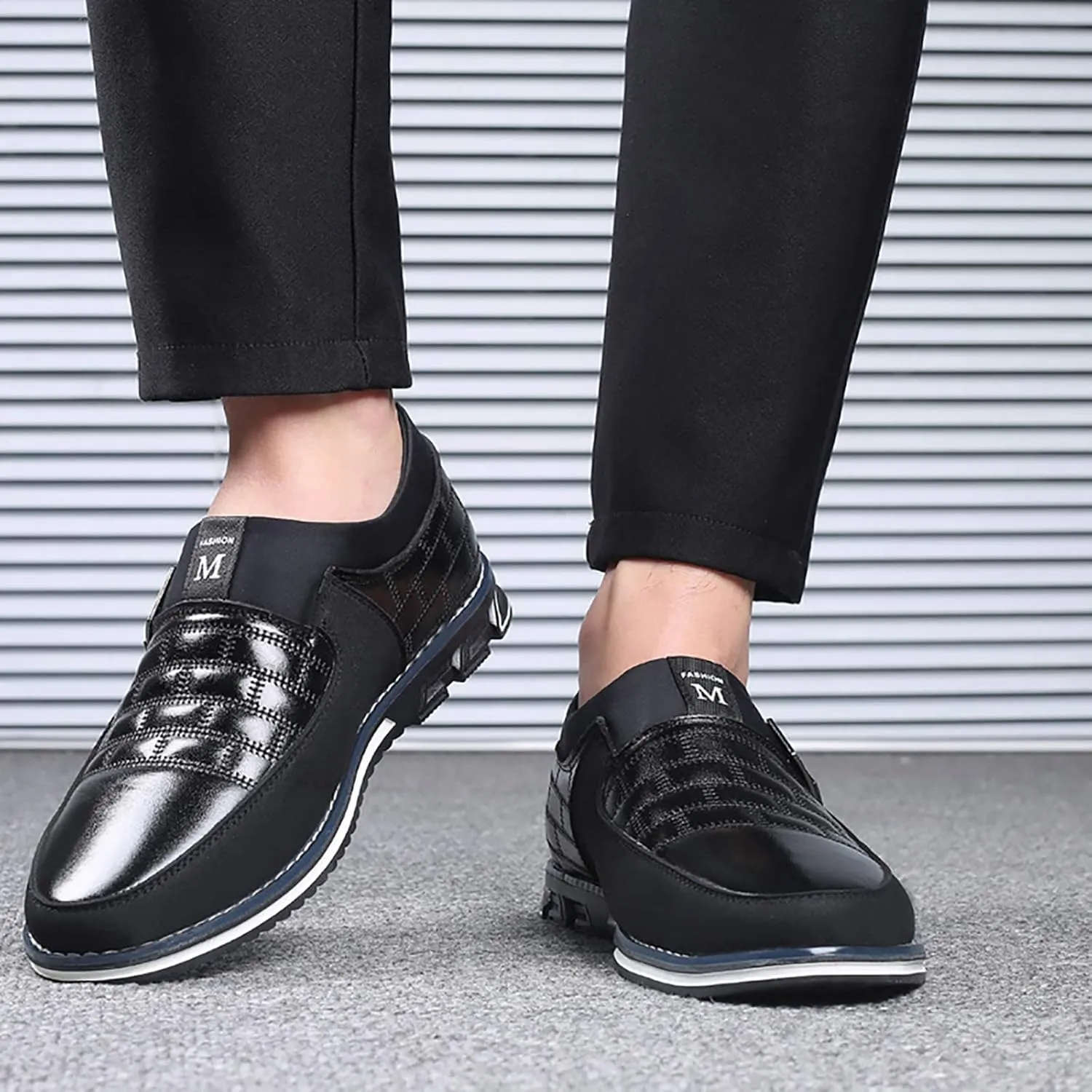 Men's Oxford Derby Orthopedic Flat Leather Shoes,Soft Sole Business Office Slip On Loafers Dress Shoes Driving Sneaker