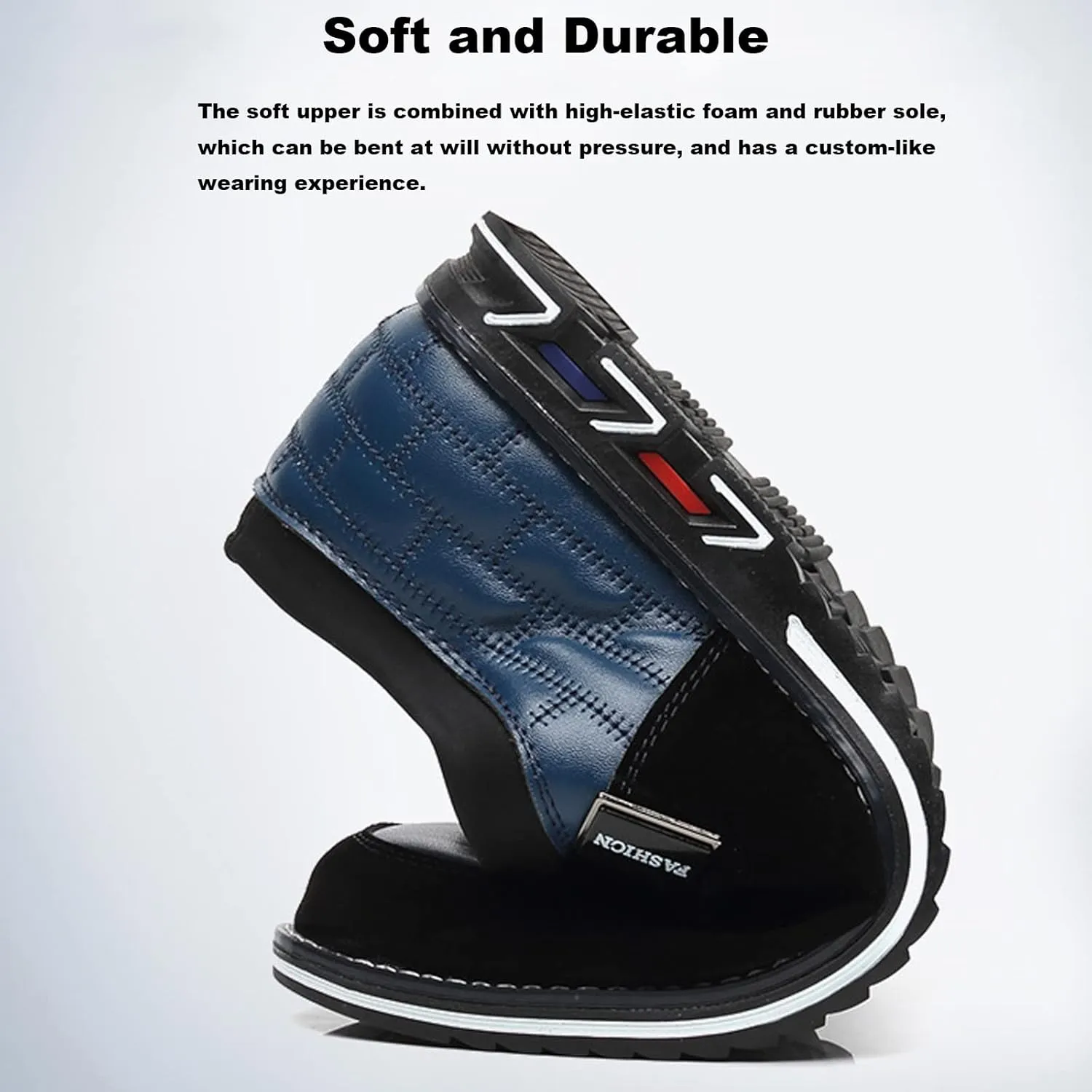Men's Oxford Derby Orthopedic Flat Leather Shoes,Soft Sole Business Office Slip On Loafers Dress Shoes Driving Sneaker