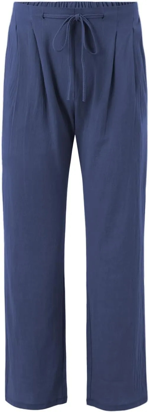 Men's Pants Vacation Summer Elastic-Waisted Loose Fit Trendy Work Pant High-Waisted Comfortable Breathable Trousers