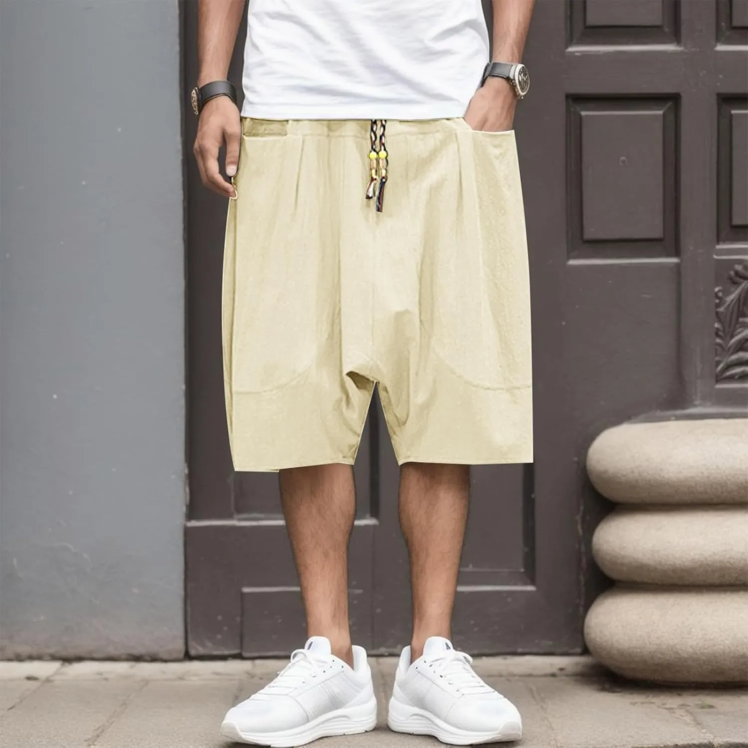 Men's Satin Boxers Lounge Shorts Solid Color Sleepwear Casual Silky Pajama Shorts Lightweight Elastic Waist Shorts