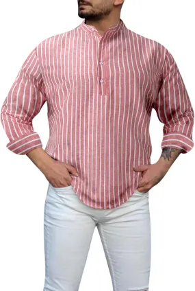 Mens Shirts Casual Mens Henley Shirt Casual T Shirt Pullover Tees Lightweight Curved Hem Striped Summer Beach Tops