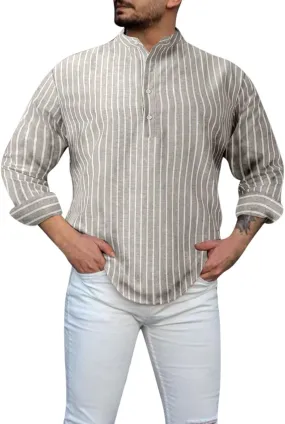 Mens Shirts Casual Mens Henley Shirt Casual T Shirt Pullover Tees Lightweight Curved Hem Striped Summer Beach Tops