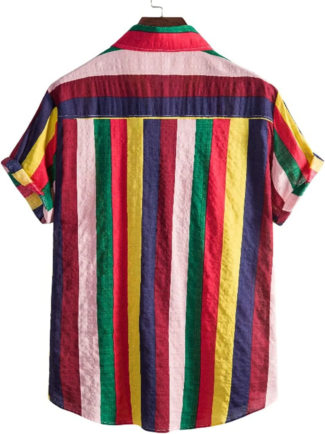 Mens Shirts Casual Men's Summer Hawaiian Shirts Short Sleeve Casual Button Down Striped Holiday Beach Shirts Tops