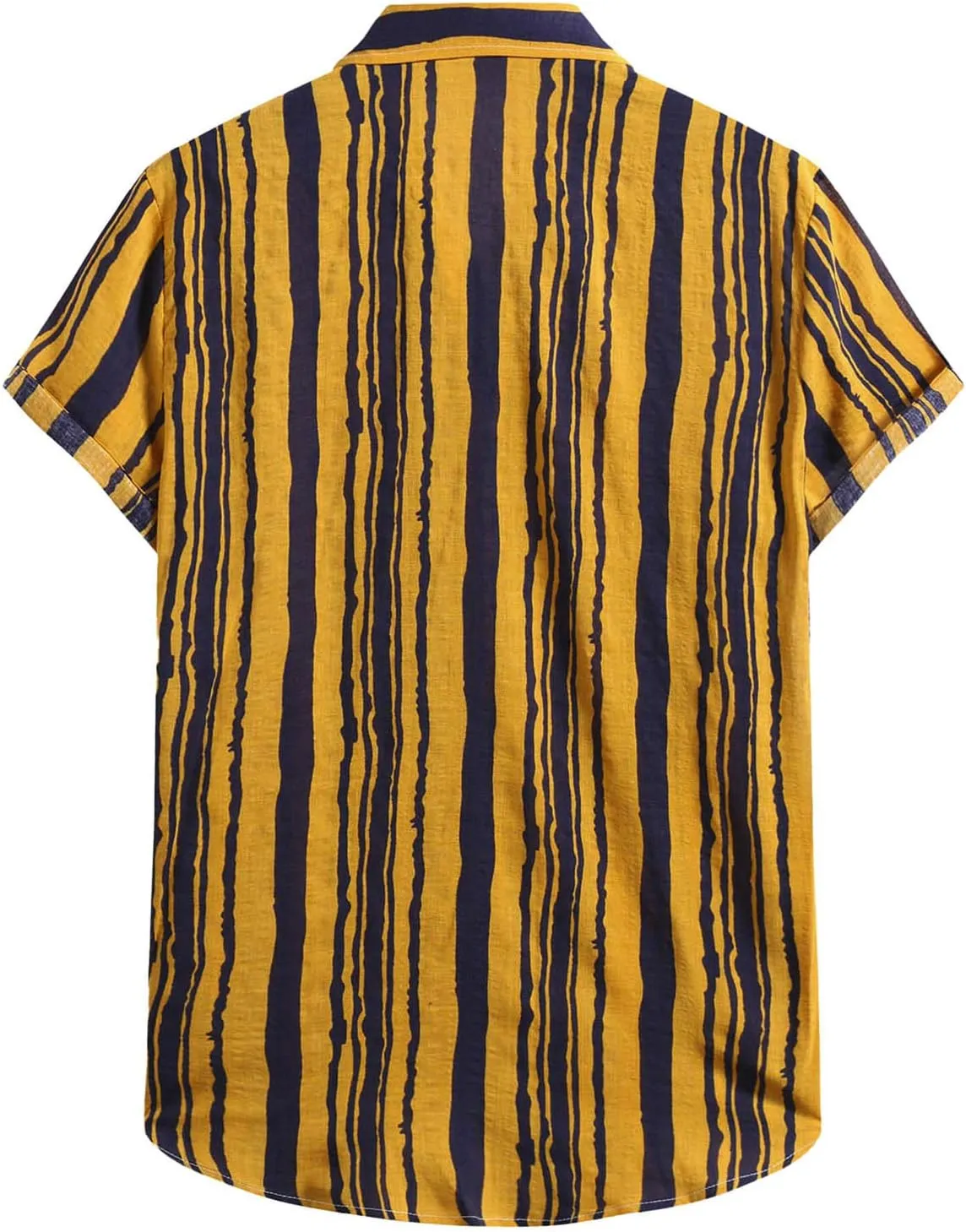 Mens Shirts Casual Men's Summer Short Sleeve Button Down Cotton Linen Striped Hawaiian Casual Holiday Aloha Shirt