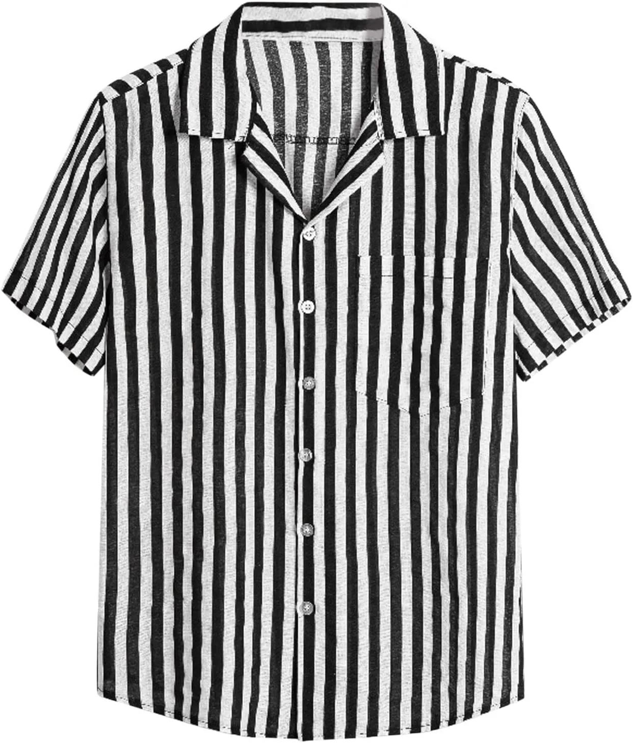 Mens Shirts Casual Men's Summer Shorts Sleeve ColorBlack Striped Label Cotton Linen Relaxed fit Dress Shirts Pockets