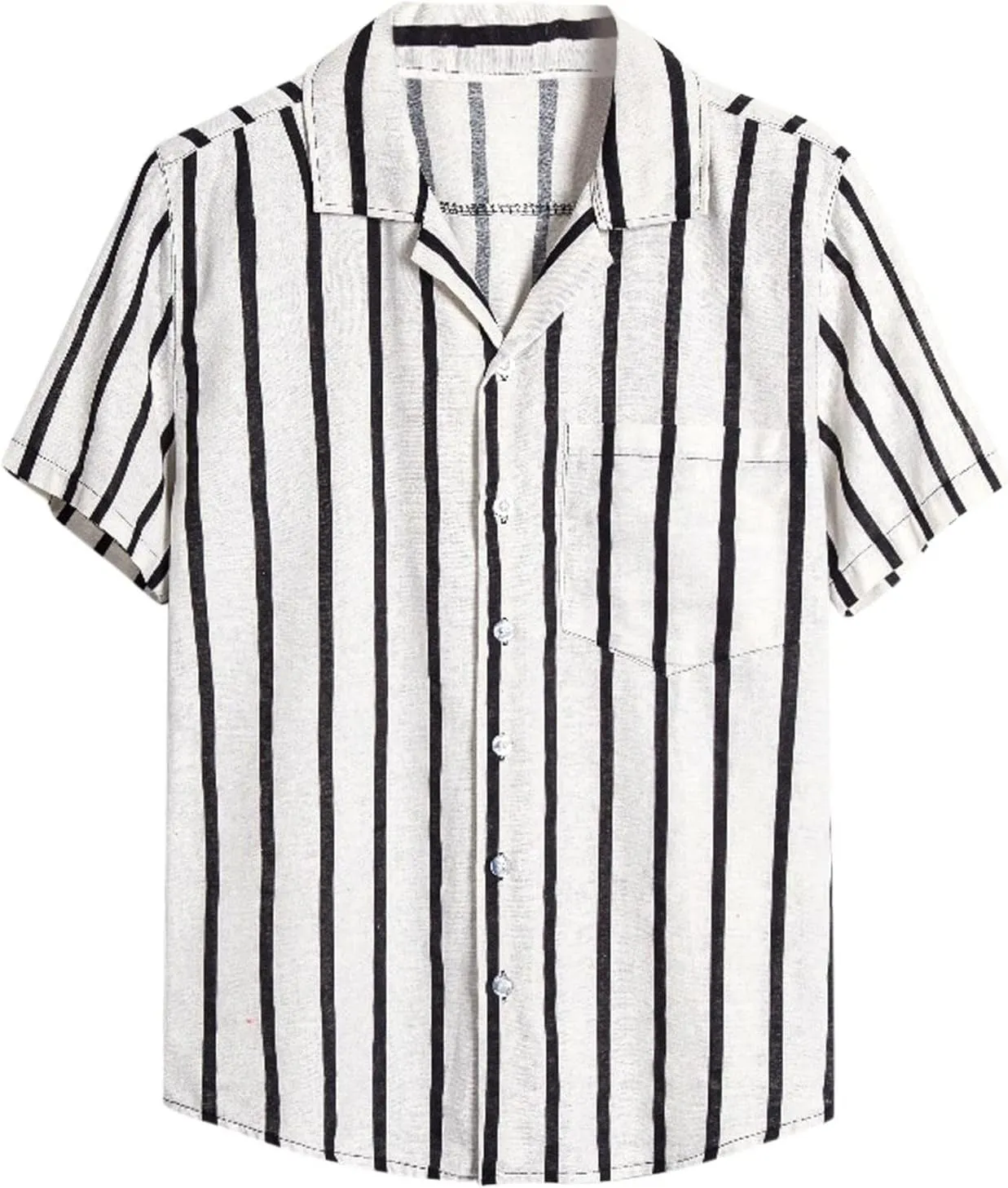 Mens Shirts Casual Men's Summer Shorts Sleeve ColorBlack Striped Label Cotton Linen Relaxed fit Dress Shirts Pockets