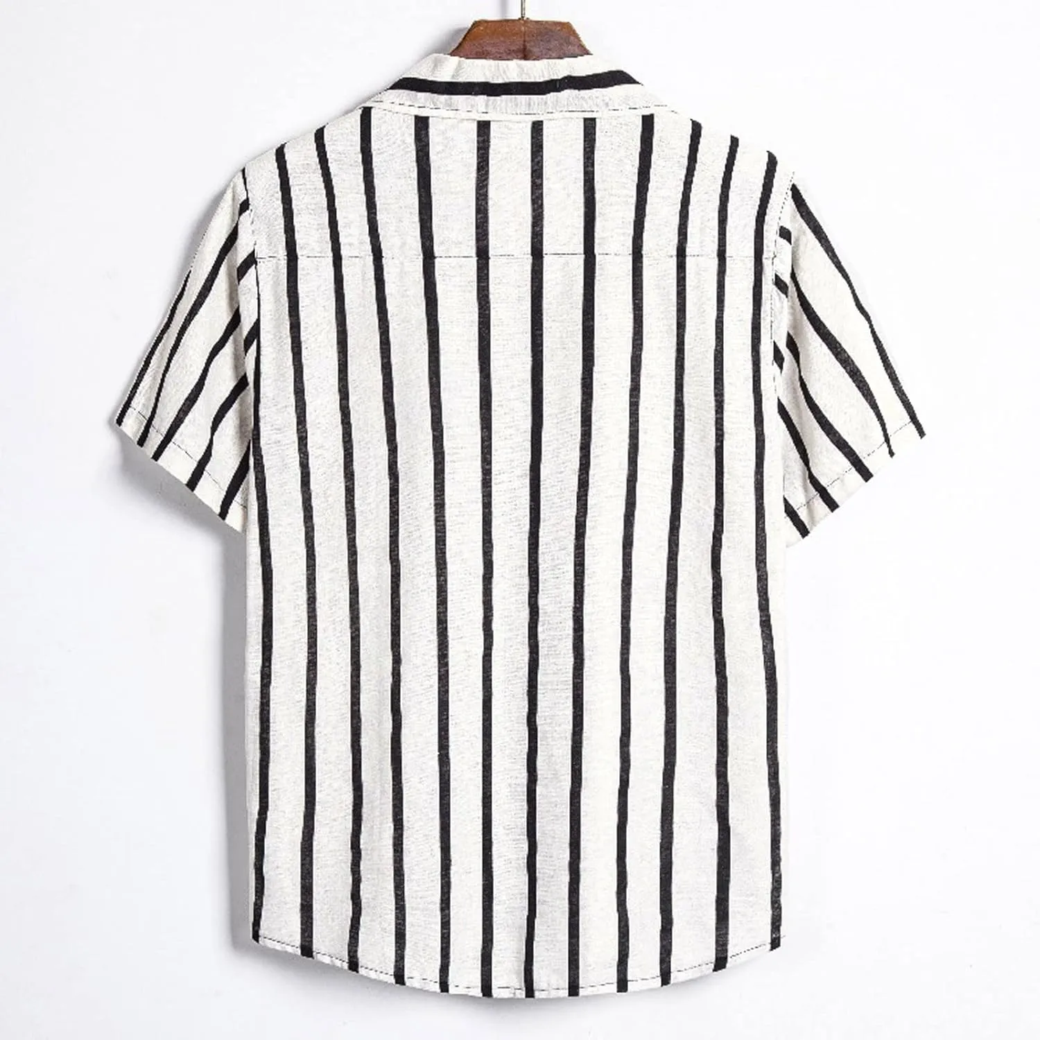 Mens Shirts Casual Men's Summer Shorts Sleeve ColorBlack Striped Label Cotton Linen Relaxed fit Dress Shirts Pockets