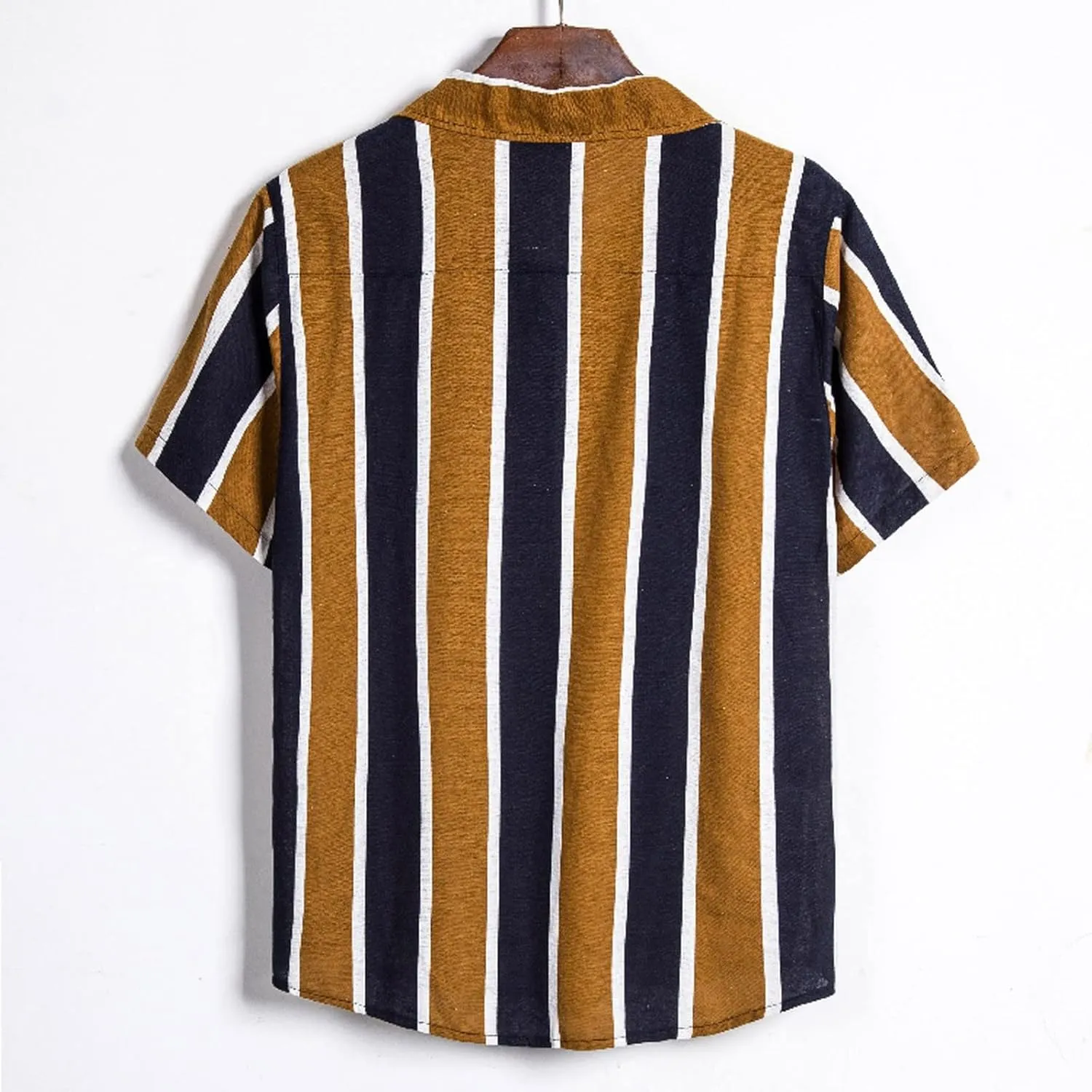 Mens Shirts Casual Men's Summer Shorts Sleeve ColorBlack Striped Label Cotton Linen Relaxed fit Dress Shirts Pockets