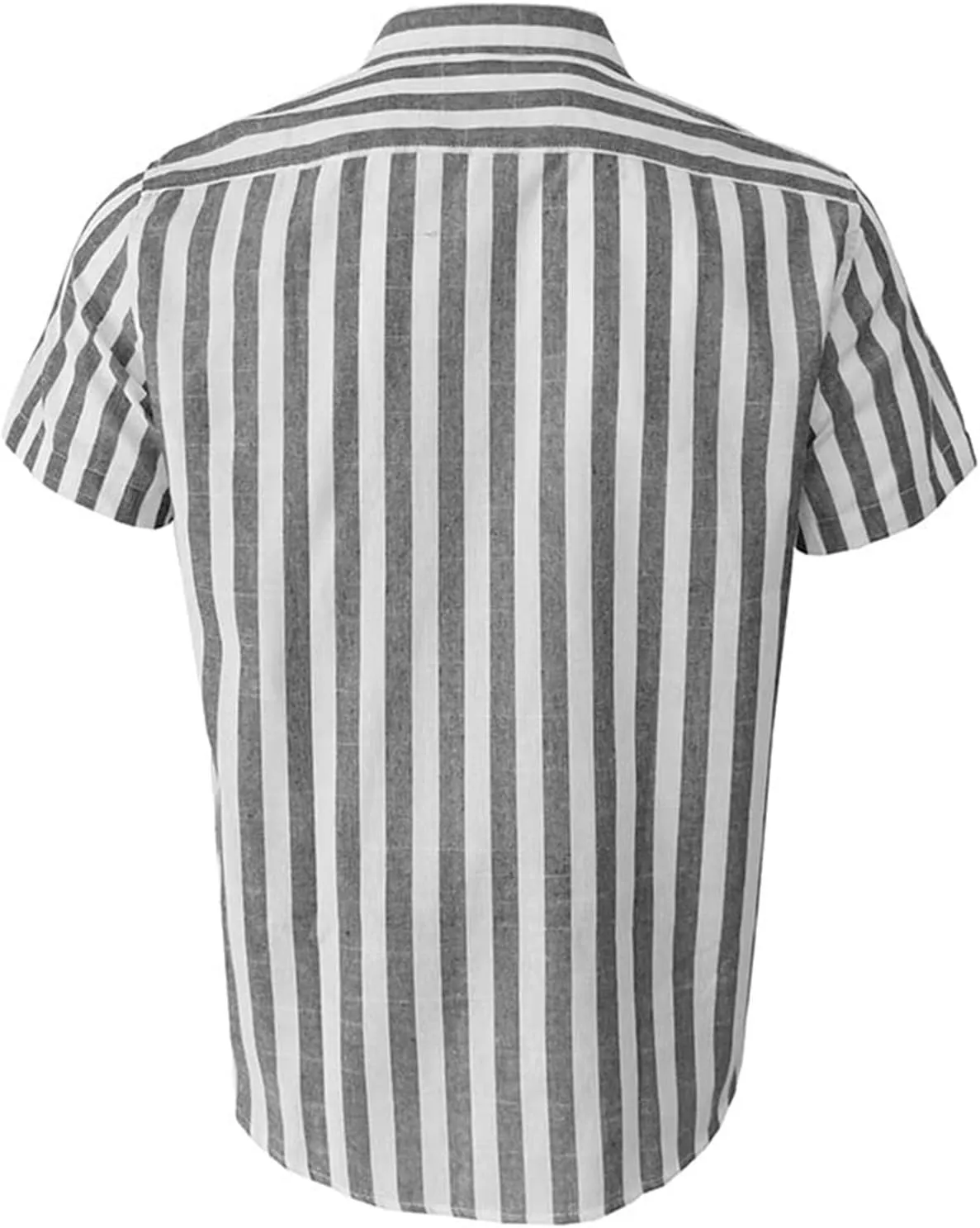 Mens Short Sleeve Button Up Dress Shirt Striped Linen Blend for Beach, Casual & Summer