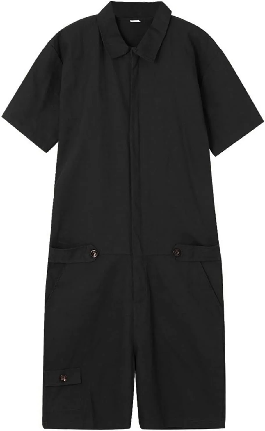 Mens Short Sleeve Onesie Henley Jumpsuit Pajamas Stretchy One Piece Garment Casual Zipper Bodysuit with Pockets