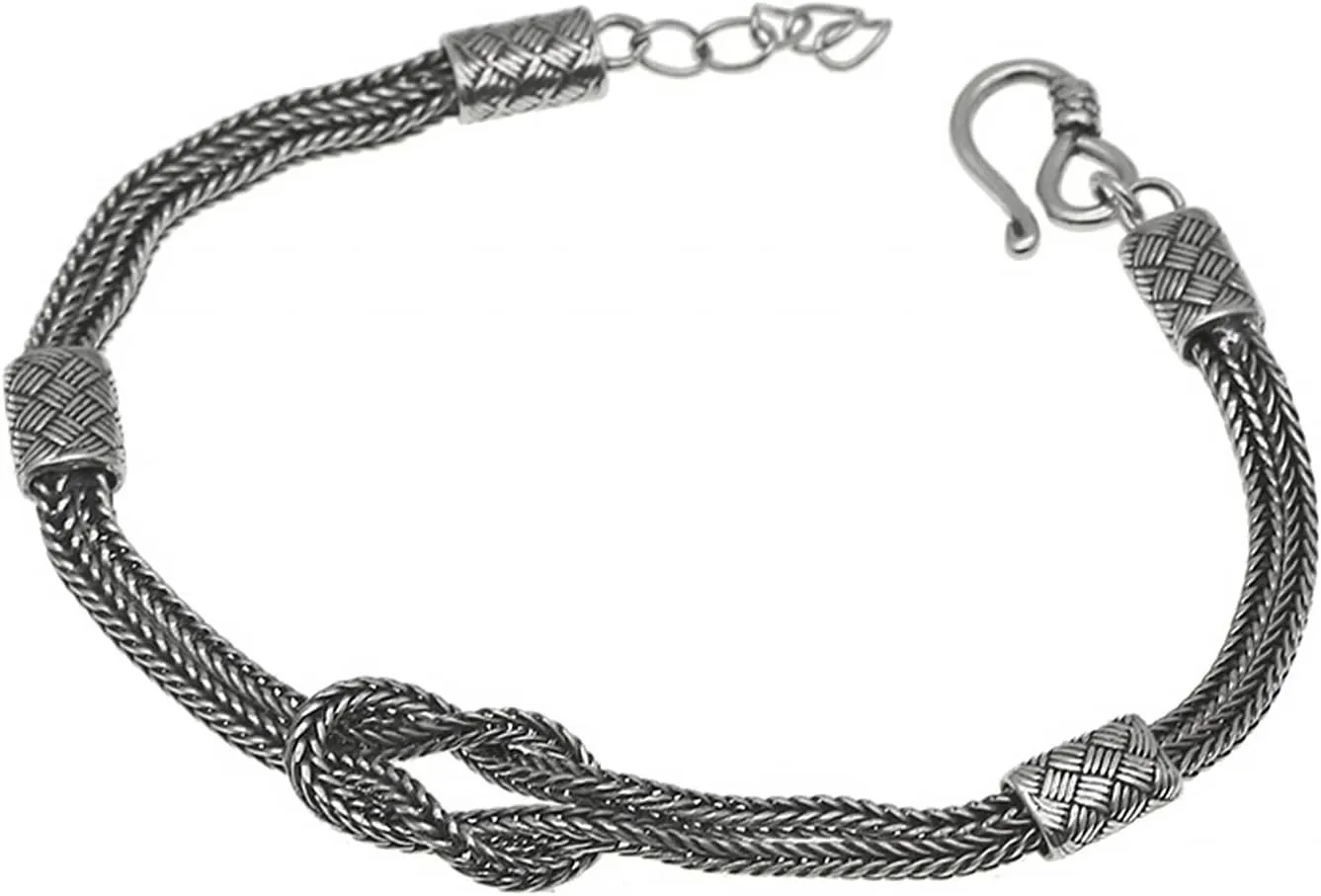Mens Sterling Silver Bracelet Fashion Simple Woven Wheat Chain Bracelet for Men Women Gift