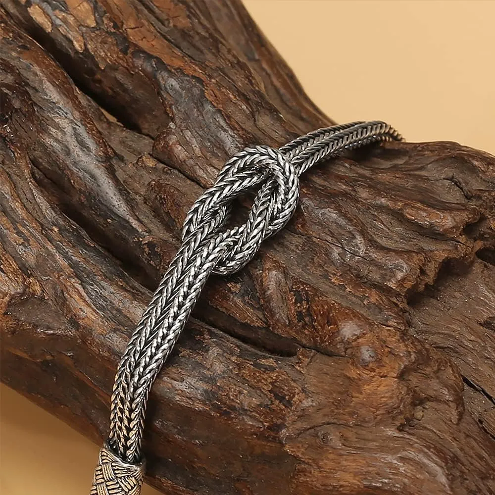 Mens Sterling Silver Bracelet Fashion Simple Woven Wheat Chain Bracelet for Men Women Gift
