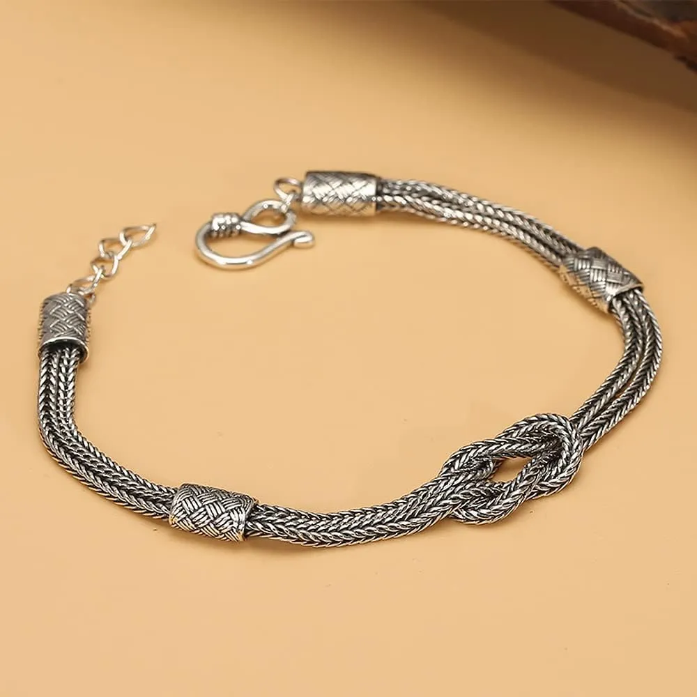 Mens Sterling Silver Bracelet Fashion Simple Woven Wheat Chain Bracelet for Men Women Gift