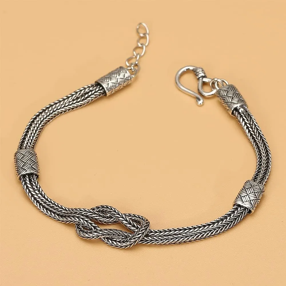 Mens Sterling Silver Bracelet Fashion Simple Woven Wheat Chain Bracelet for Men Women Gift