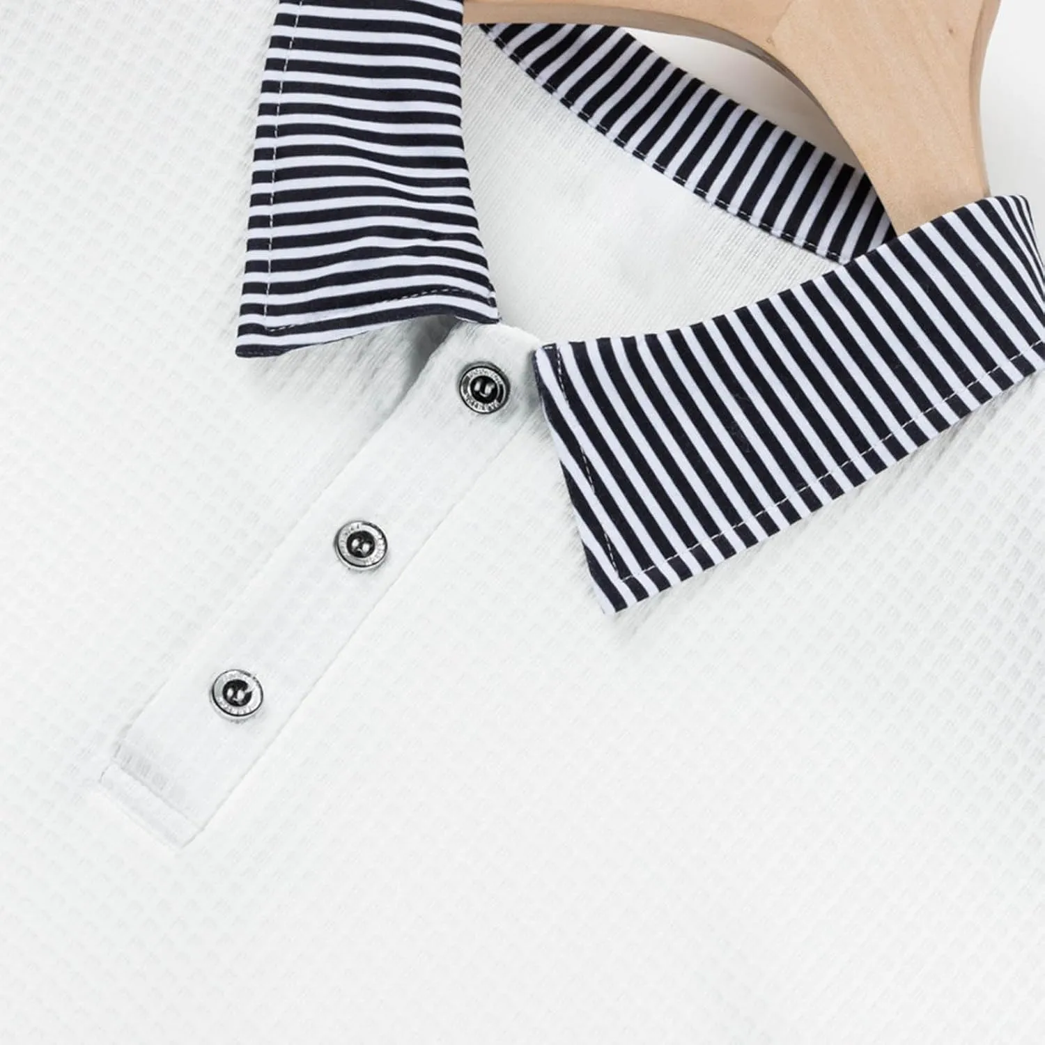 Mens Striped Golf Shirts Patchwork Button Collared Jacquard Dress Tee Shirt,Short Sleeve Mesh Tshirts,Business Casual