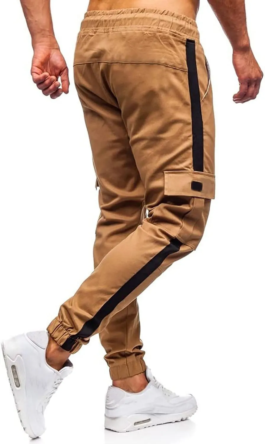 Mens Sweatpants Men's Heavyweight Fleece Cargo Sweatpants Stretch Elastic Waist Jogger Sport Pants Drawstring Sports