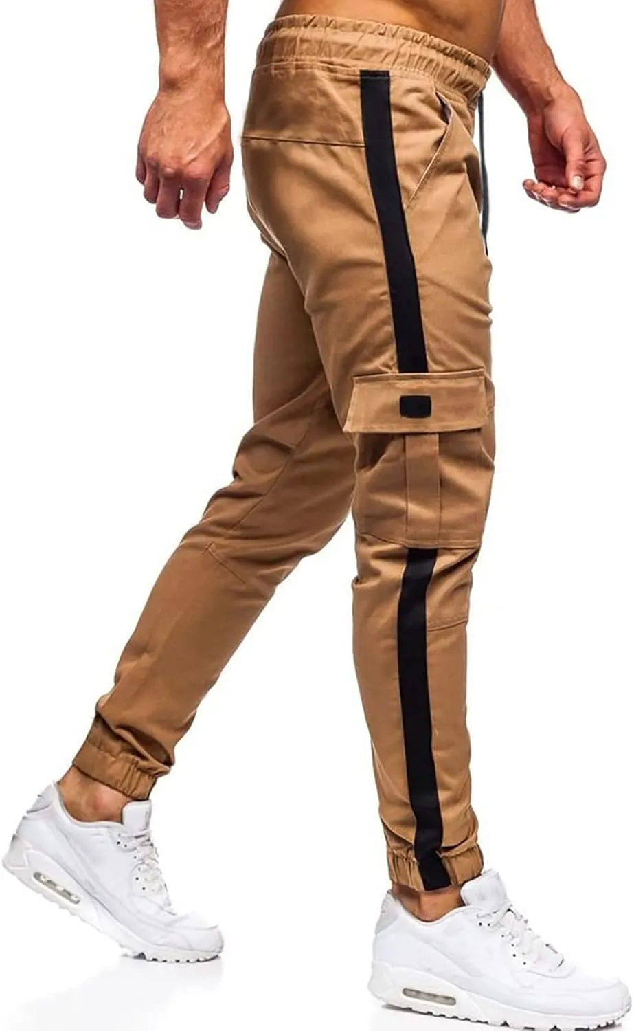 Mens Sweatpants Men's Heavyweight Fleece Cargo Sweatpants Stretch Elastic Waist Jogger Sport Pants Drawstring Sports