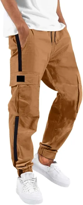 Mens Sweatpants Men's Heavyweight Fleece Cargo Sweatpants Stretch Elastic Waist Jogger Sport Pants Drawstring Sports