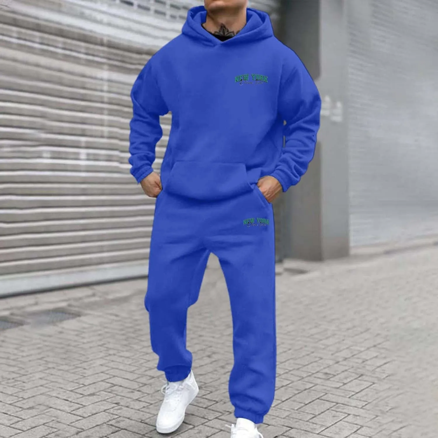 Mens Sweatsuits Set 2 Piece Hoodie Outfit Jogging Tracksuits for Men Casual Athletic Long Sleeve Pullover Suits Set