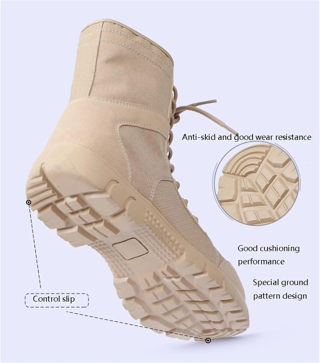 Mens Waterproof Non Slip Breathable Combat Boots, Men's Canvas High Top Side Zipper Lace Up Hiking Outdoor Tactical Boots, Durable Army Patrol Boots Lightweight
