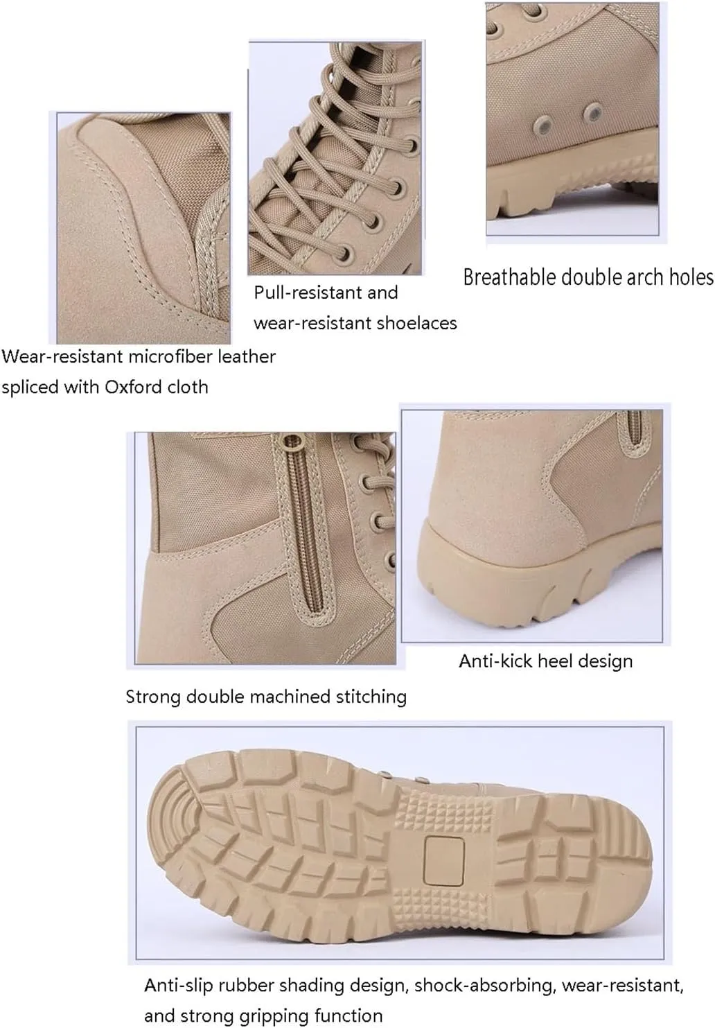 Mens Waterproof Non Slip Breathable Combat Boots, Men's Canvas High Top Side Zipper Lace Up Hiking Outdoor Tactical Boots, Durable Army Patrol Boots Lightweight