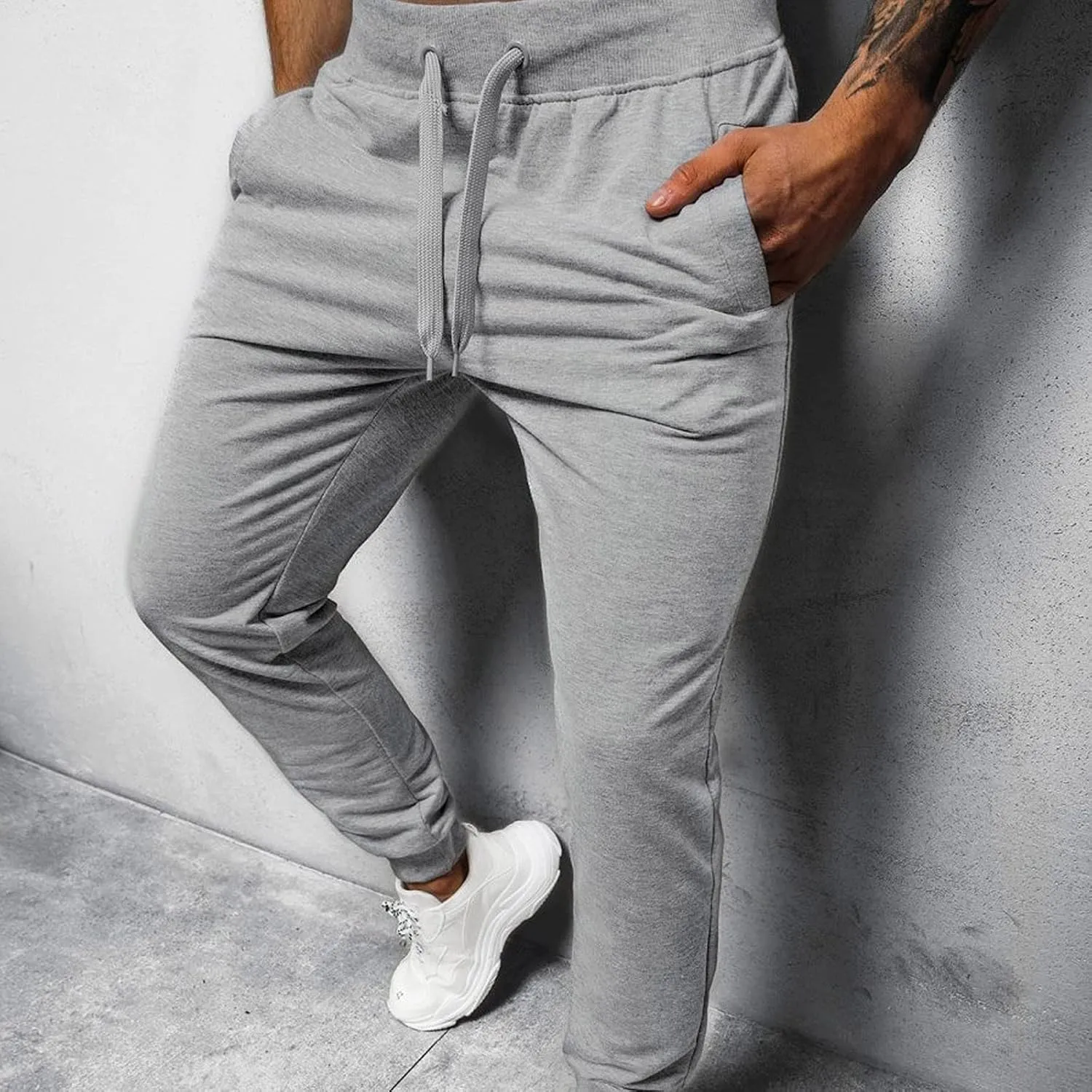 Mens Workout Cargo Sweatpants Color Zipper Pocket Trouser Fashion Mens Tapered Joggers Men's Flap Pocket Drawstring