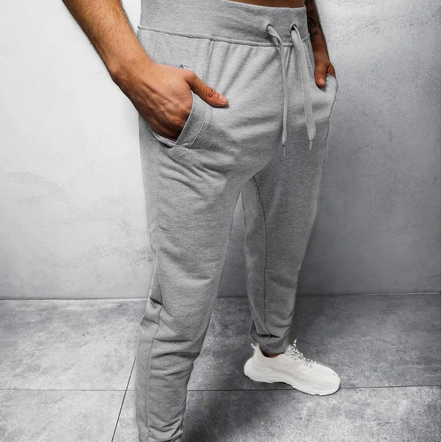 Mens Workout Cargo Sweatpants Color Zipper Pocket Trouser Fashion Mens Tapered Joggers Men's Flap Pocket Drawstring