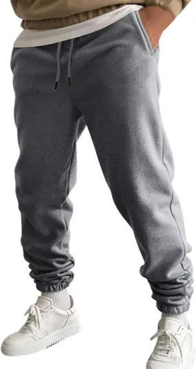 Mens Workout Cargo Sweatpants Joggers with Pockets Men's Solid Fleece Heavyweight Cargo Pants Men's Slim Jogger Pants