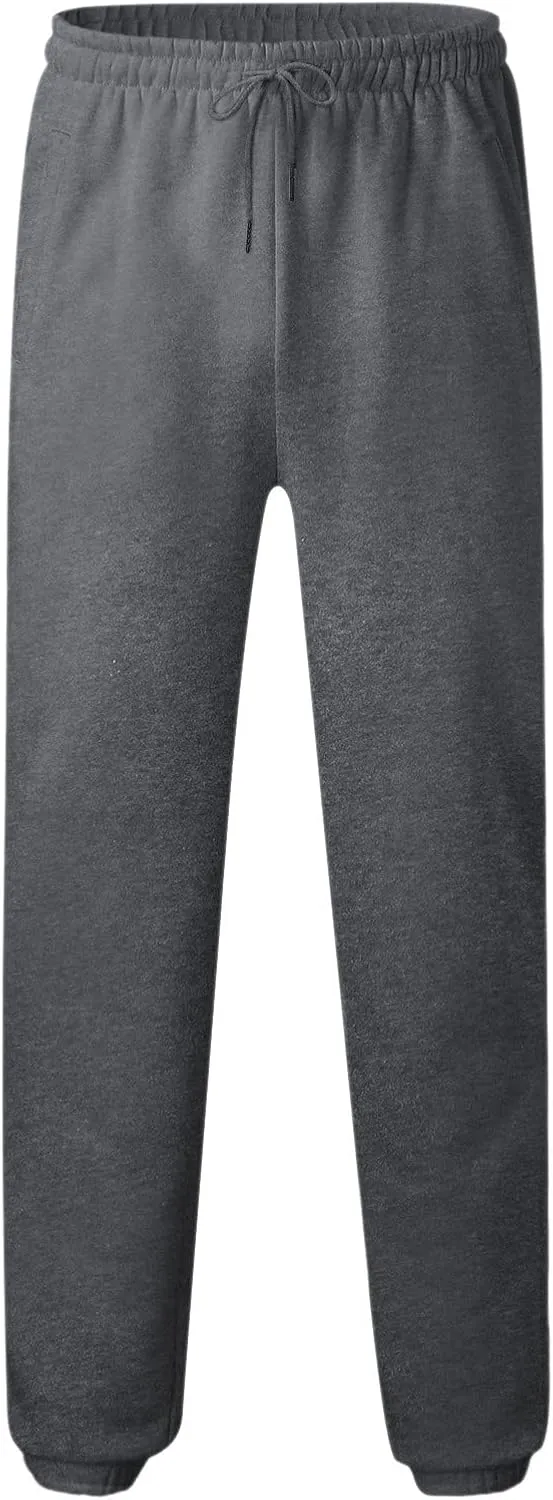 Mens Workout Cargo Sweatpants Joggers with Pockets Men's Solid Fleece Heavyweight Cargo Pants Men's Slim Jogger Pants