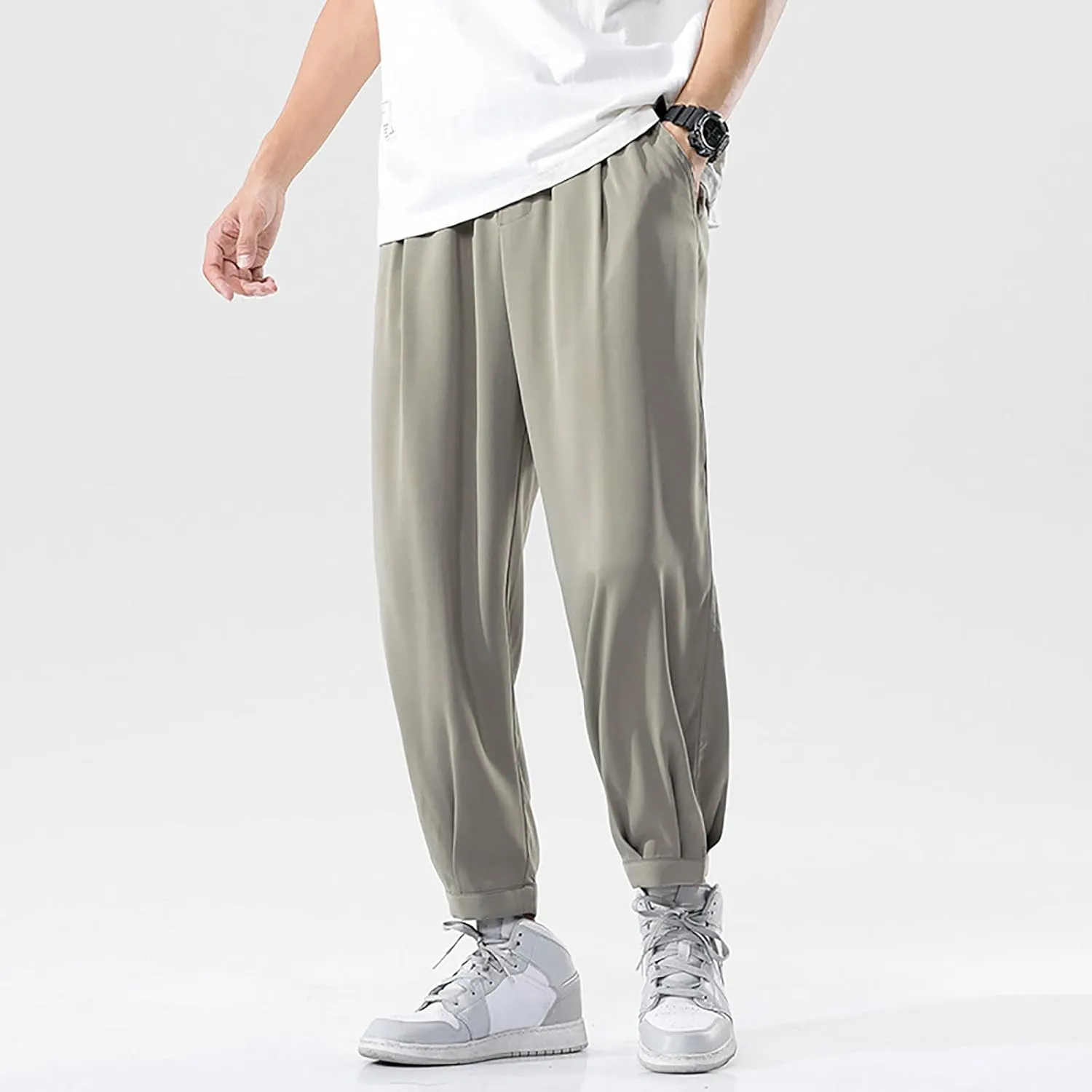 Mens Workout Cargo Sweatpants Slim Fit Trousers Mens Sweatpants Athletic Workout Casual Jogger Black Long Track Pants