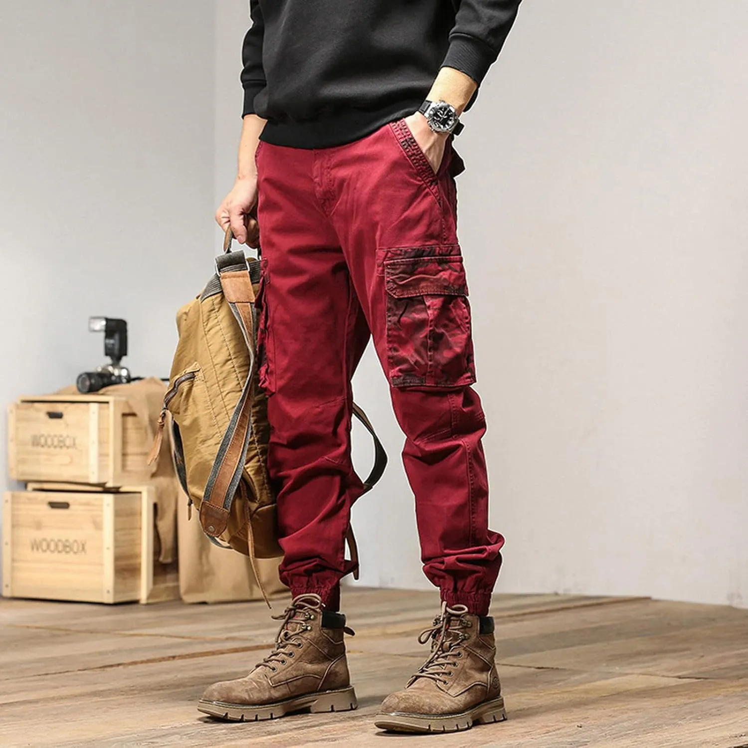 Mens Workout Cargo Sweatpants with Pockets Mens Pants Classic Fit Pocket Cargo Pants for Men Twill Joggers Mens Cargo