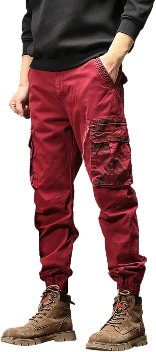 Mens Workout Cargo Sweatpants with Pockets Mens Pants Classic Fit Pocket Cargo Pants for Men Twill Joggers Mens Cargo