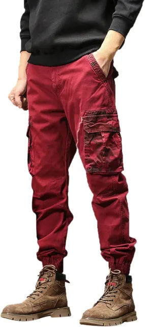 Mens Workout Cargo Sweatpants with Pockets Mens Pants Classic Fit Pocket Cargo Pants for Men Twill Joggers Mens Cargo
