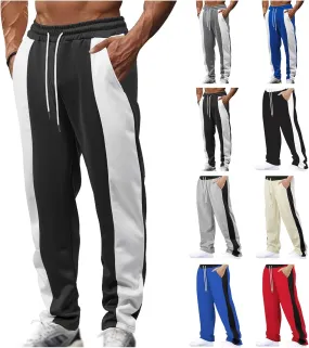 Men's Workout Pants Waist Drawstring Wide Leg Athletic Pants Loose Fit Sweatpants Casual Yoga Trousers with Pocket
